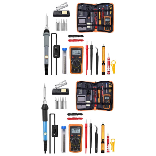 19 in 1 60W Adjustable Temperature Soldering Iron Multimeter Tool Set, Color: Blue EU Plug - Electric Soldering Iron by buy2fix | Online Shopping UK | buy2fix