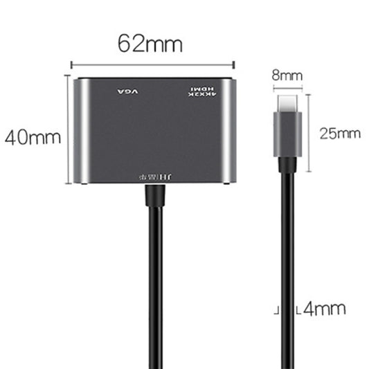 JINGHUA Z321 Multifunctional HUB Docking Station Converter, Interface: Type-C To HDMI+VGA by JINGHUA