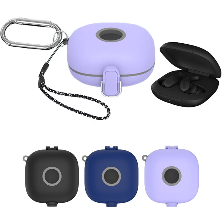 For Beats Fit Pro Switch Type Anti-fall Earphone Protective Case with Buckle Lanyard(Purple) by buy2fix