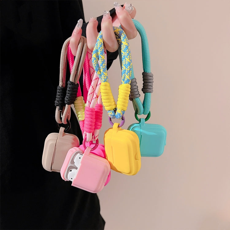 For AirPods 3 Dopamine Contrast Color Silicone Earphone Cover With Hand Strap(Yellow) by buy2fix