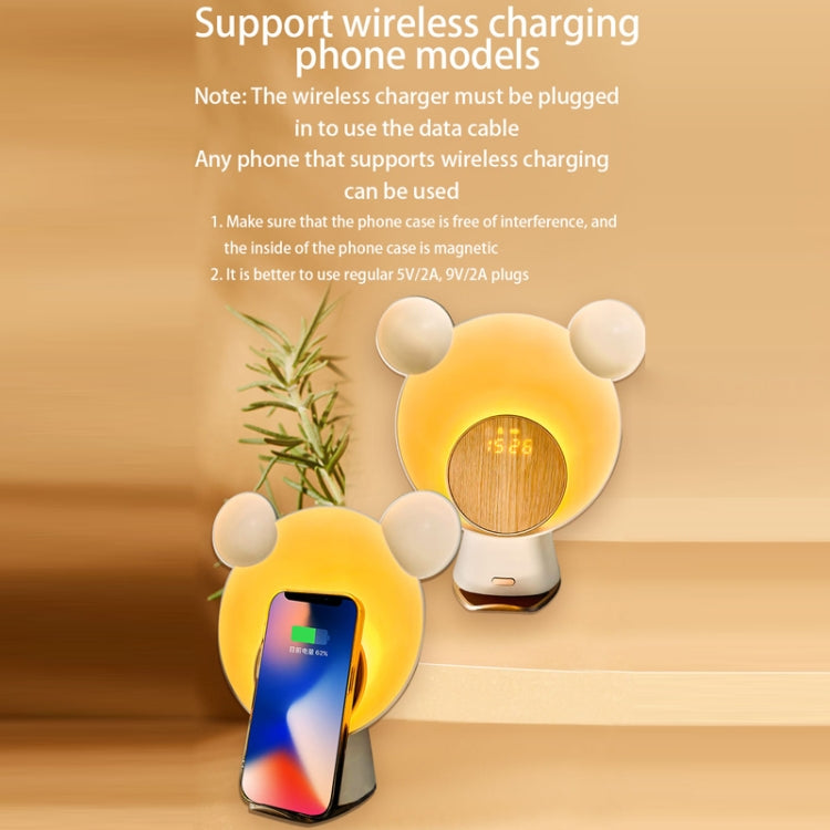 Night Light Smart Speaker Wireless Charging Atmosphere Light Alarm Clock(White) by buy2fix