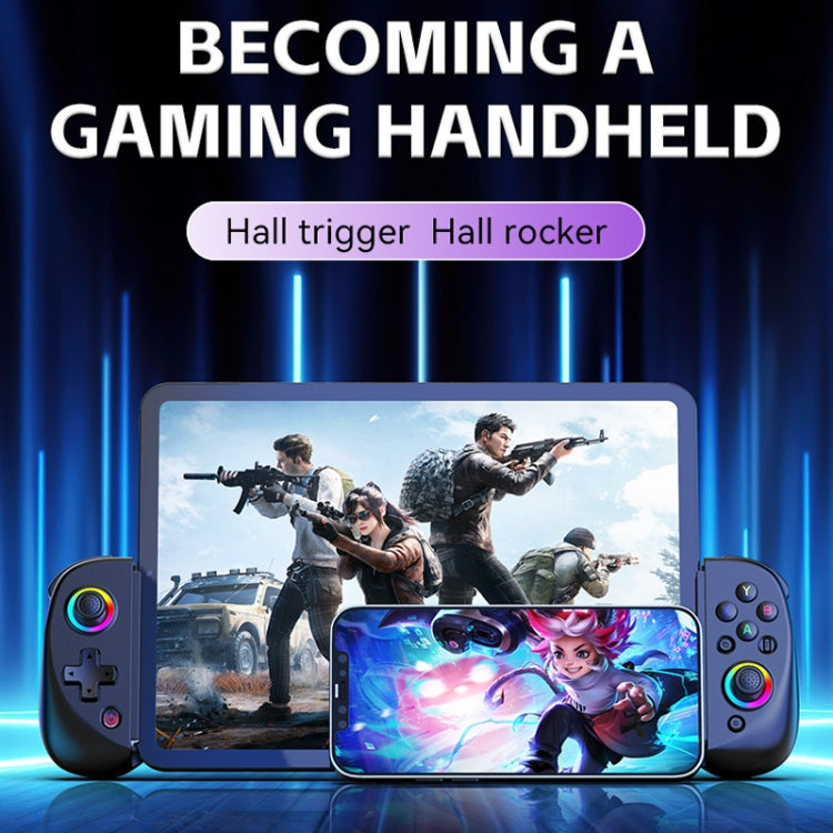 D8 Mobile Phone Stretch Band Light Gamepad Dual Hall Wireless Bluetooth Somatic Vibration Grip for PC / Android / IOS / Tablet / PS3 / PS4 / Switch, Color: Black+Receiver by buy2fix