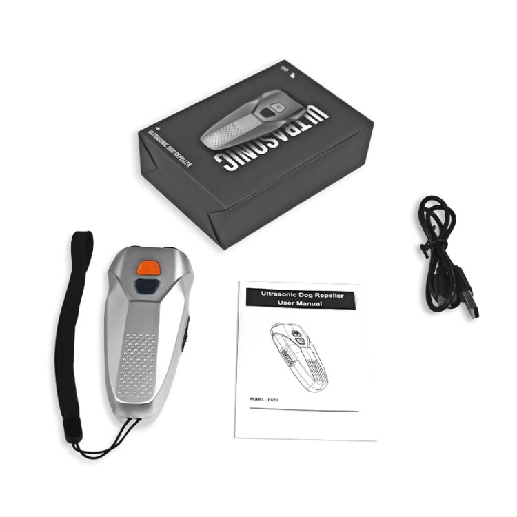 Ultrasonic Dog Repeller Stop Barker Dual Probe High Power Repeller Handheld Dog Trainer(Silver) by buy2fix