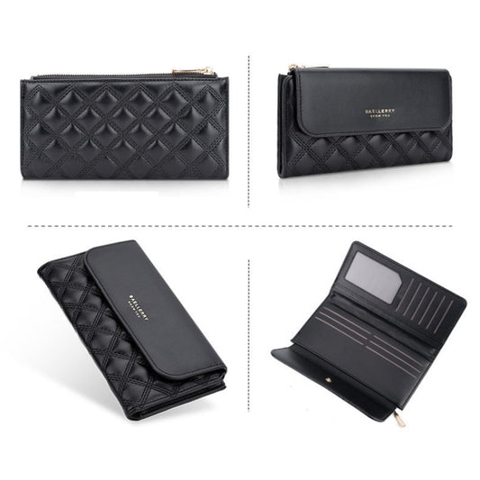 Baellerry N2403 Ladies Long Wallet with Multiple Card Slots Large Capacity Tri-fold Clutch Bag, Color: Black by Baellerry