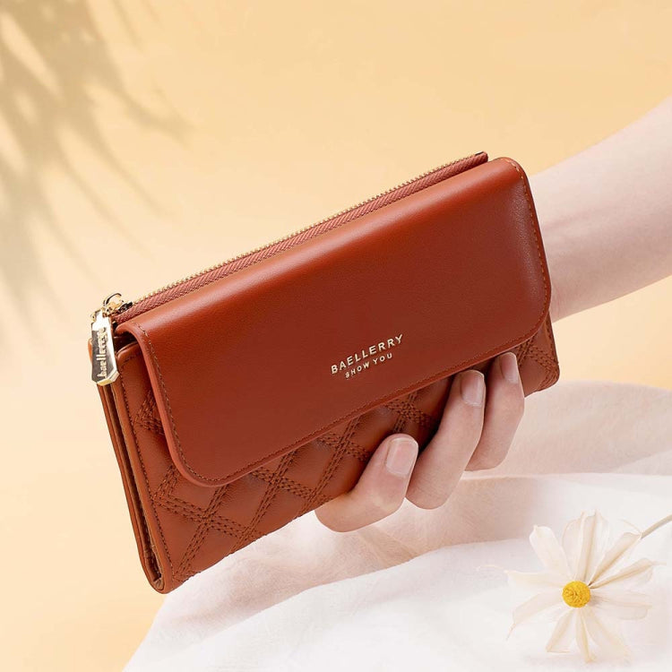 Baellerry N2403 Ladies Long Wallet with Multiple Card Slots Large Capacity Tri-fold Clutch Bag, Color: Black White by Baellerry