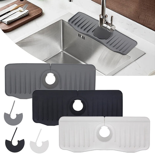 Bathroom Kitchen Silicone Faucet Anti-Splash Drain Mat, Color: Black(37x14.7x2cm) by buy2fix