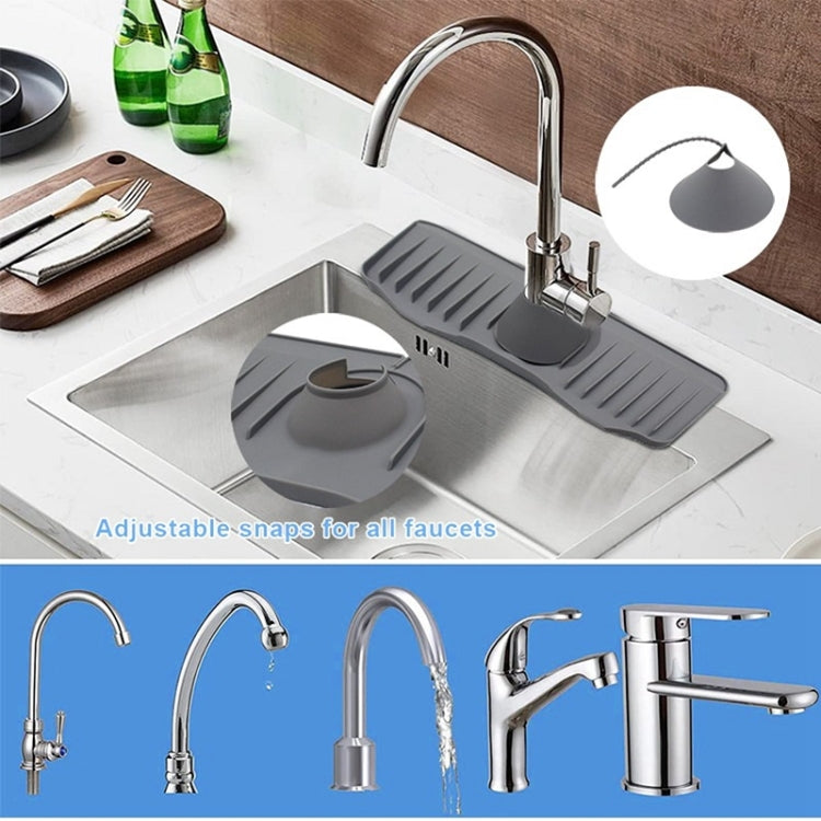 Bathroom Kitchen Silicone Faucet Anti-Splash Drain Mat, Color: White+Waterproof Edge(37x14.7x2cm) by buy2fix