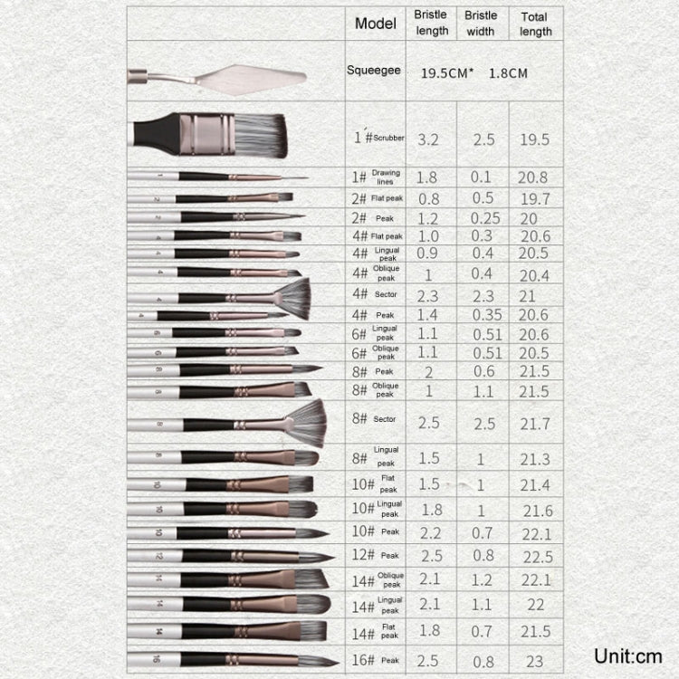 ZHU TING 24pcs /Set Nylon Bristle Paintbrush Set Painting Watercolor Brushes With Cloth Bag(White Rod) - Art Supplies by ZHU TING | Online Shopping UK | buy2fix