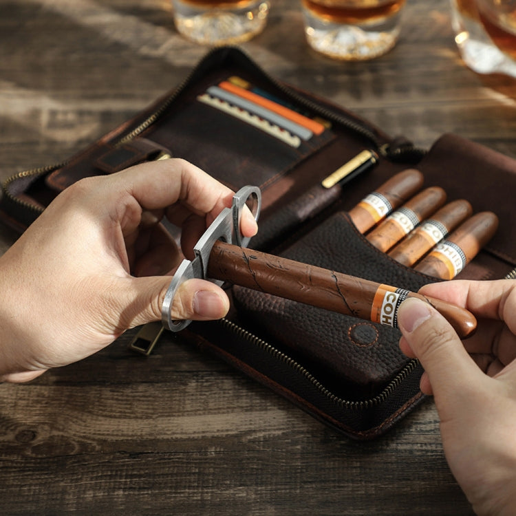 CONTACTS FAMILY CF5009 Genuine Leather Multifunctional Travel Convenient Cigar Box with Wrist Strap(Coffee) by CONTACTS FAMILY