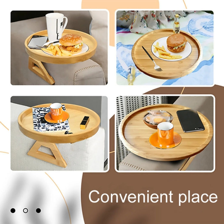 25cm Foldable Sofa Round Tray Home Couch Armrest Pallet, Style: Pine Wood by buy2fix