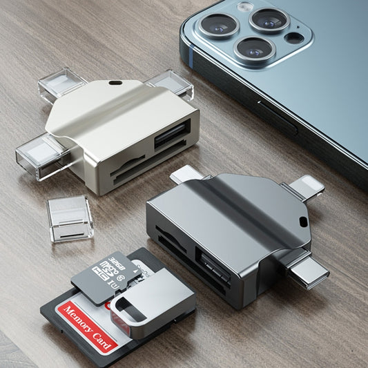 7 In 1 Multi-function OTG Card Reader for iPhone / Android Phone / Huawei / Laptops(Silver Gray) by buy2fix