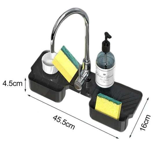 Silicone Drainage Mat Splash-Proof Silicone Pad Kitchen Bath Faucet Drainage Basket(Black) by buy2fix