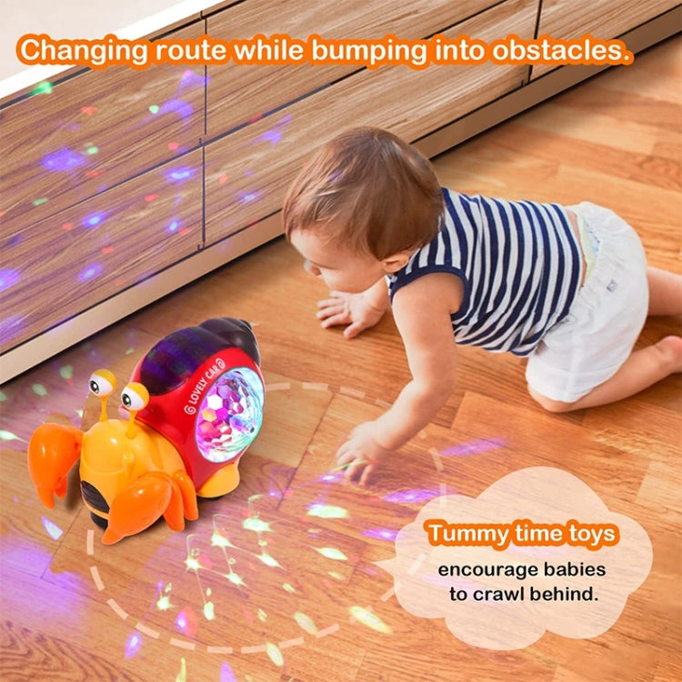 Crawling Hermit Crab Educational Electrical Toys Universal Music Light Projection Cartoon Children Toys(Orange) by buy2fix