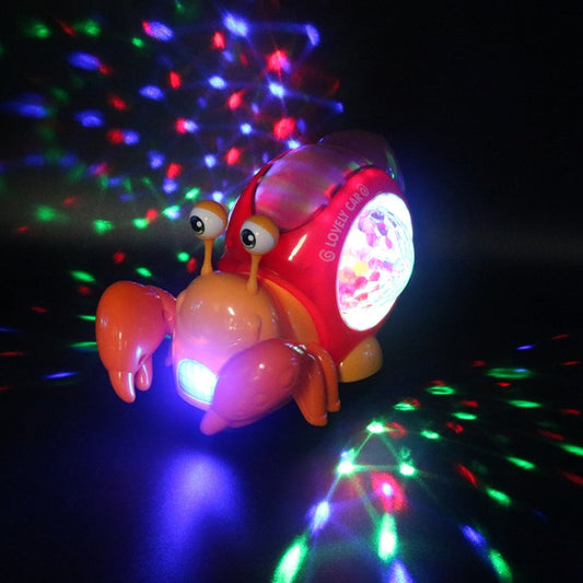 Crawling Hermit Crab Educational Electrical Toys Universal Music Light Projection Cartoon Children Toys(Orange) by buy2fix
