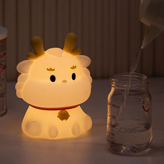 Dragon Silicone Sleeping Night Light Childrens Gift USB Rechargeable Ambient Lantern, Style: Pat Model(Colorful+Warm Yellow Light) by buy2fix