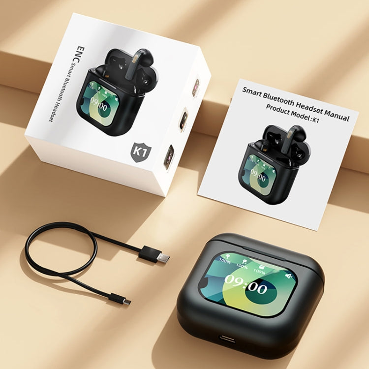 Digital Display Touch Screen TWS Wireless Bluetooth 5.3 Smart Earphones With MP3 Function(White) by buy2fix