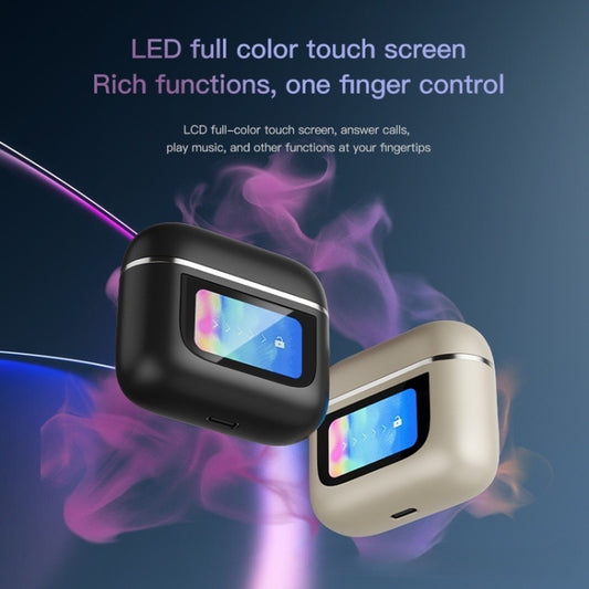 Color Screen Touch ANC Active Noise Reduction LCD Wireless Bluetooth Earphones(Champagne Gold) by buy2fix