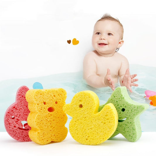 Baby Bathing Wood Pulp Sponge Cute Cartoon Soft Bath Sponge Bath Scrubber, Model: Duck by buy2fix