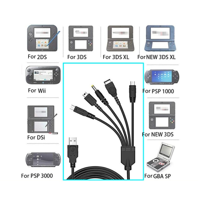5-in-1 USB Charging Cable for Wii U / NEW 3DSXL / NEW 3DS / NDS LITE SP / PSP by buy2fix