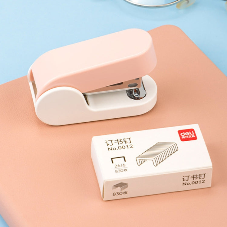 Deli Mini Stapler Includes 830 Staples ,12 Sheet Capacity(White) by DELI