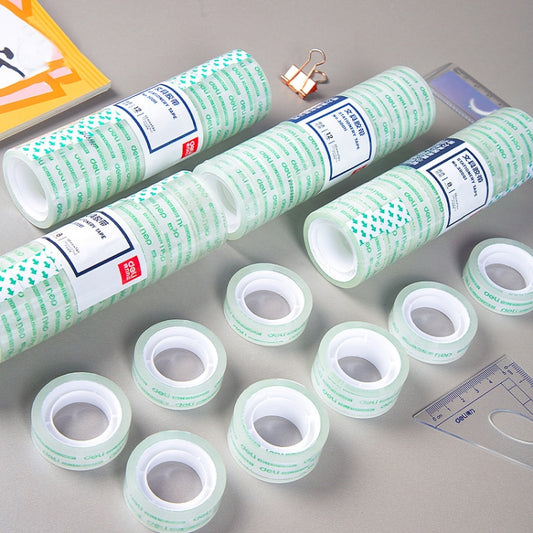 12 Rolls Width 1.2cm x Length 27.3m Deli Small High Viscosity Office Transparent Tape Student Stationery Tape by Deli