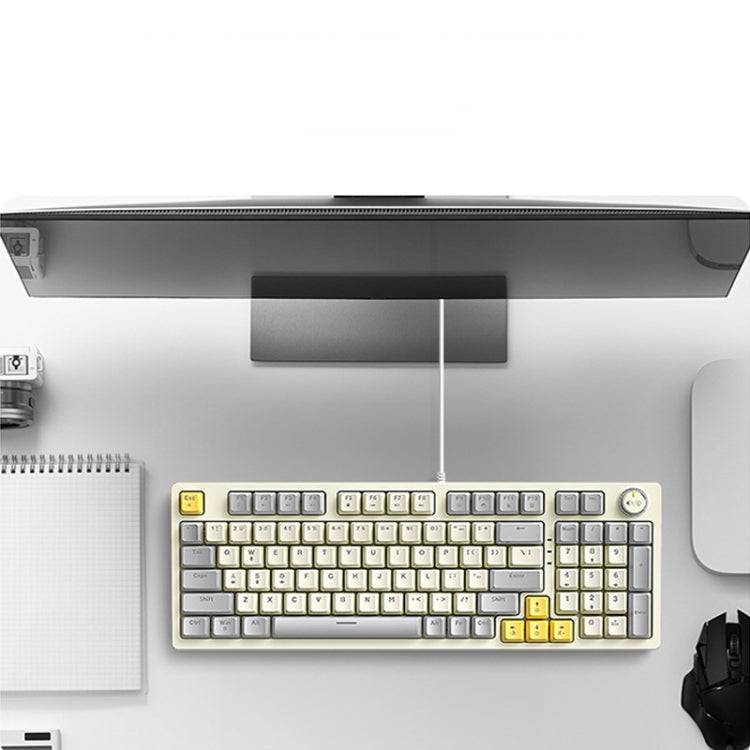 T-WOLF T50 97-keys RGB Luminous Color-Matching Game Mechanical Keyboard with Knob, Color: White B by T-WOLF