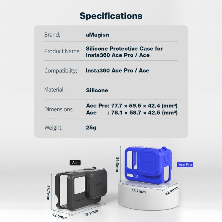 aMagisn Silicone Protection Case Sports Camera Protection Accessories For Insta360 Ace Pro (Black) by aMagisn