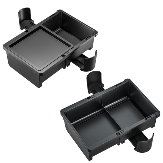 Car Seat Armrest Storage Box Adjustable Tissue Box(Black+Cover Plate) by buy2fix