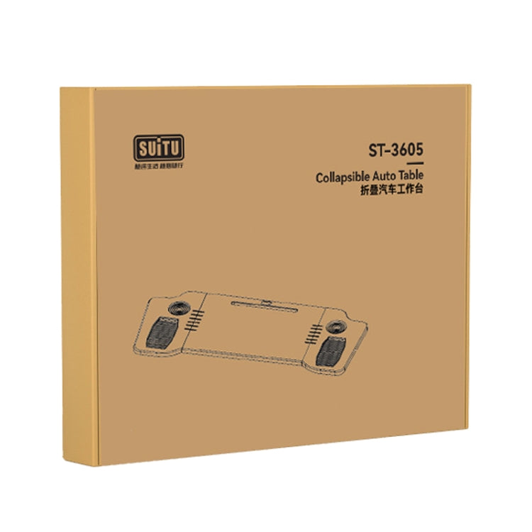 For Tesla Model Y/3 SUITU Car Center Folding Small Table Board Camping Dining Plate(Black Brown) by SUITU