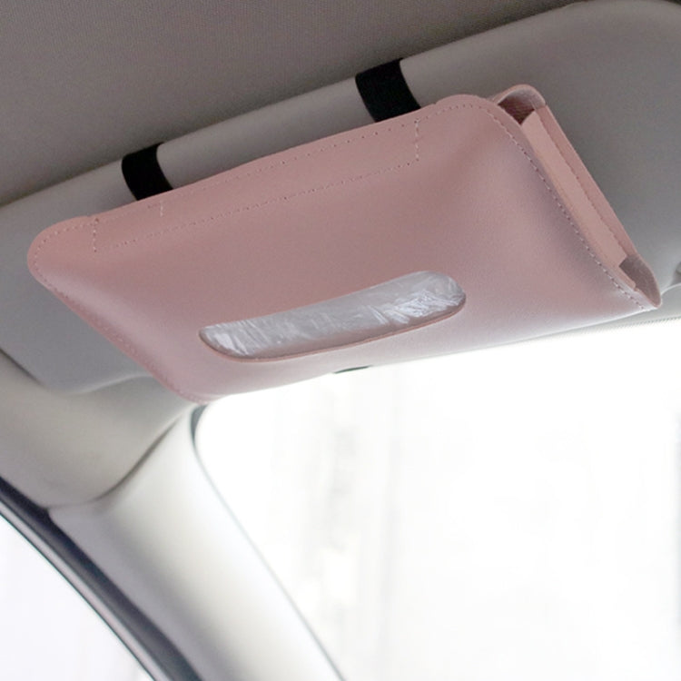 Car Armrest Box Sun Visor Hanging Leather Tissue Box(Black) by buy2fix