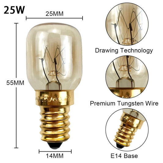 E14 Salt Crystal Lamps High Temperature Resistant Oven Light Bulb, Power: 25W Brass Lamp Head(2700K Warm White) by buy2fix