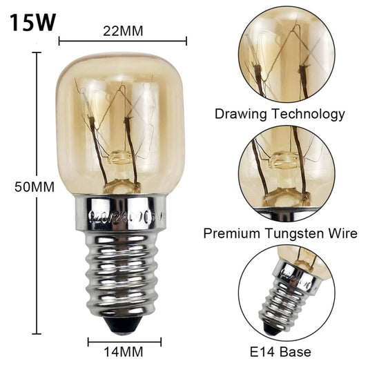 E14 Salt Crystal Lamps High Temperature Resistant Oven Light Bulb, Power: 15W Copper Nickel Plating Lamp Head(2700K Warm White) by buy2fix