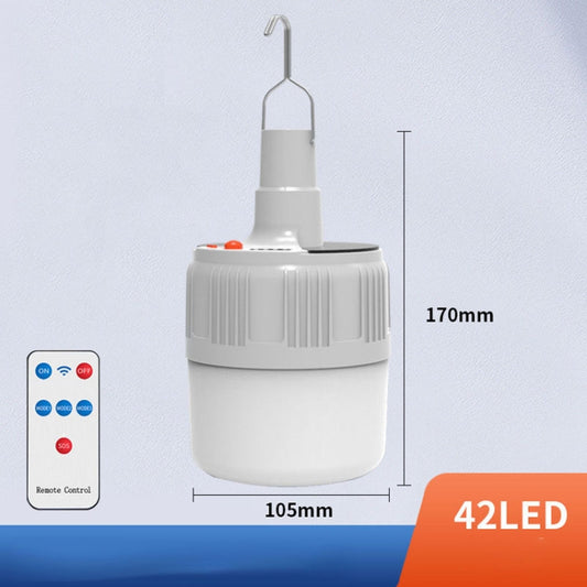 Rechargeable LED Solar Bulb Light Waterproof Night Market Stall Energy Saving Lamp, Model: 42LED Remote Control by buy2fix
