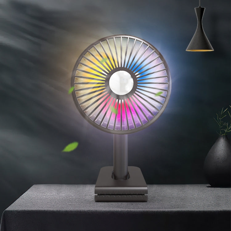 Car Clip-On Rechargeable Electric Oscillating Head Fan With Light(Dark Green) by buy2fix