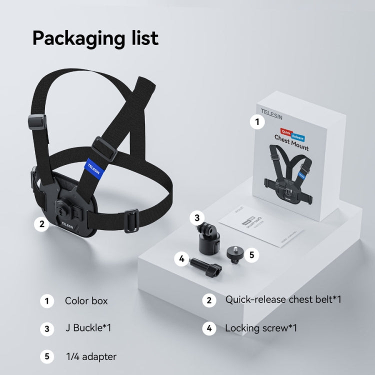 TELESIN S2-CGP-01 Quick-Release Vest Chest Strap Sports Camera Accessories by TELESIN