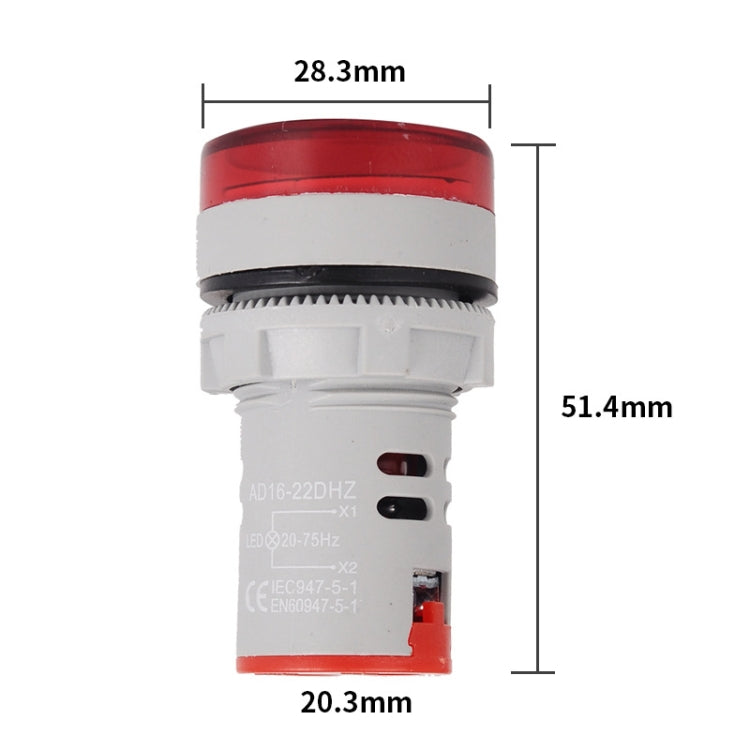 SINOTIMER ST16HZ 20-75Hz AC Frequency 22mm Round Opening LED Digital Signal Indicator Light(01 Red) by SINOTIMER