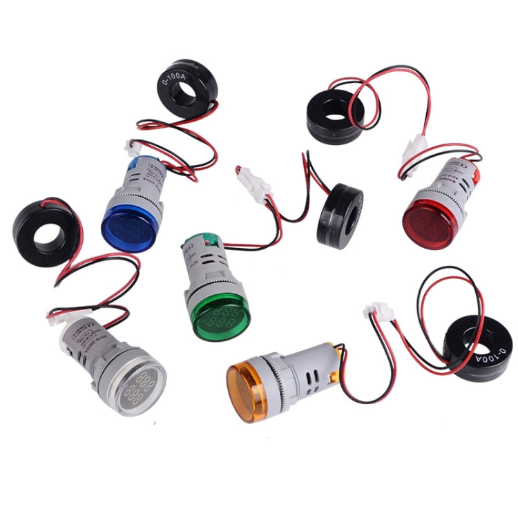 SINOTIMER ST16VA Round 22mm LED Digital Display AC Voltage Current Indicator AC 60-500V 0-100A(01 Red) by SINOTIMER