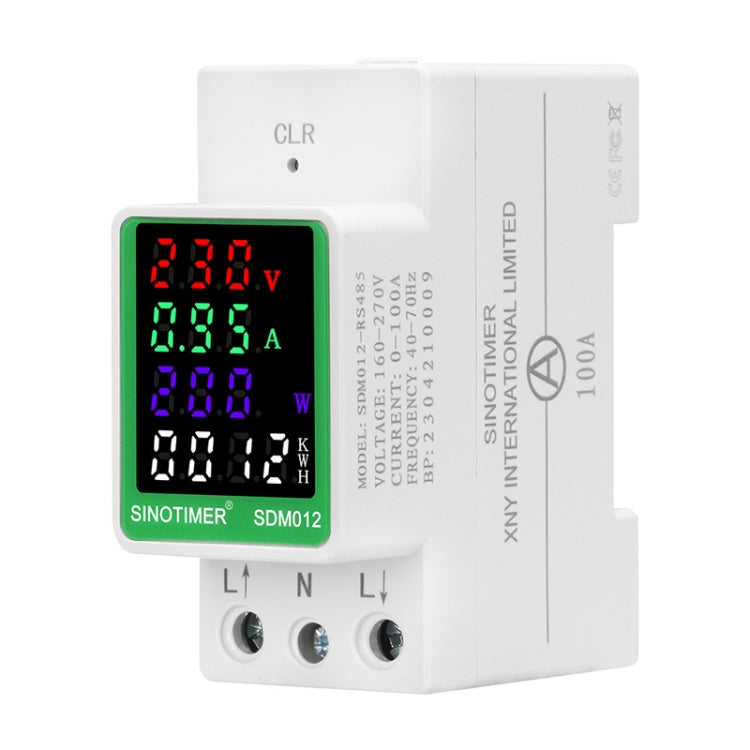 SINOTIMER DIN Rail AC Digital Display Current Voltage Power Electricity Multi-Function Tester, Model: SDM012-RS485 by SINOTIMER