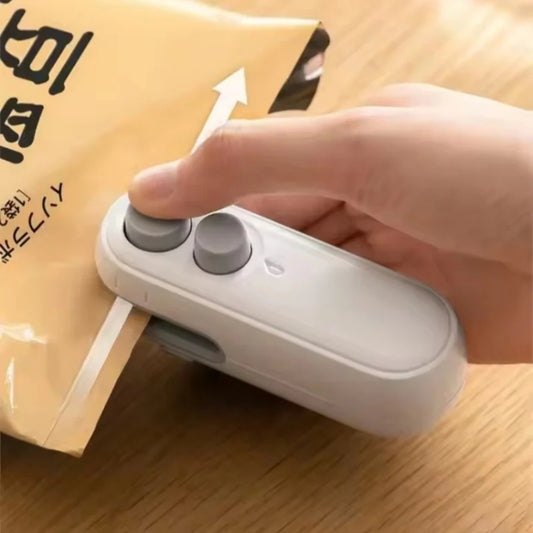 2 In 1 Vacuum Sealing Machine Portable Pressure Plastic Bag Sealing Device With Cutter(White) by buy2fix