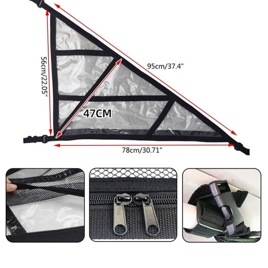 SUV Ceiling Storage Net Car Roof Mesh Storage Bag Suitable For 3-handle Models, Specification: Transparent PVC+Reinforcement Webbing by buy2fix