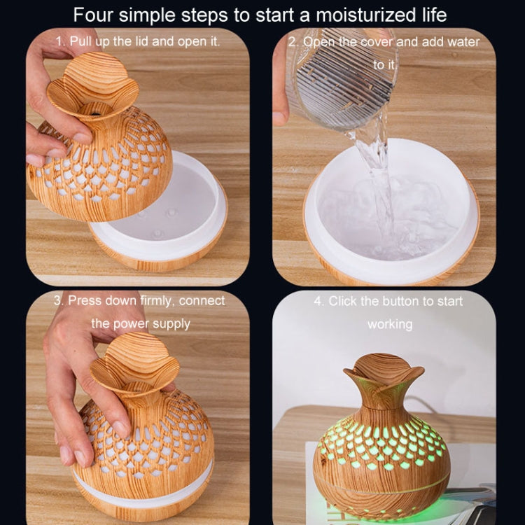 LED Light Aromatherapy Diffuser Home Small Vase Quiet Humidifier Aromatherapy Diffuser 2 In 1(Shallow Wood) by buy2fix