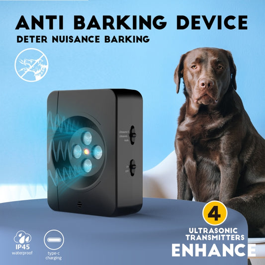 Anti Barking Device for Dogs With 4 Enhanced Ultrasonic Transmitter 3 Adjustable Levels(Black) by buy2fix