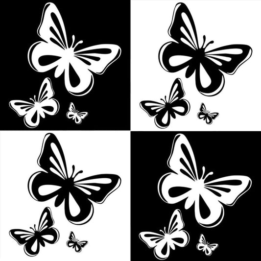 3pcs /Set Butterfly Hollow Car Scratch Decorative Fuel Tank Cap Sticker(Reflective White) by buy2fix