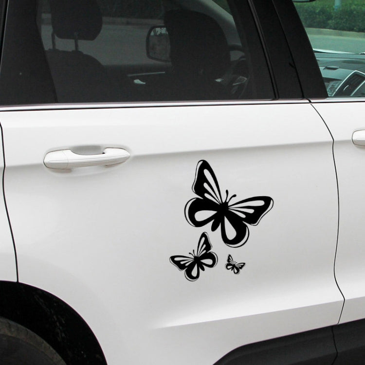 3pcs /Set Butterfly Hollow Car Scratch Decorative Fuel Tank Cap Sticker(Black) by buy2fix