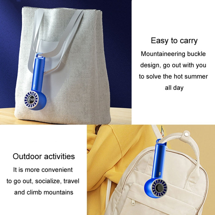 USB Charging Digital Display Handheld Turbo Fan Portable Foldable Buckle Small Fan(White) by buy2fix