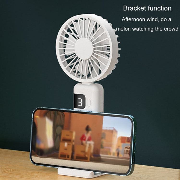 Portable Digital Display Hanging Neck Mute Small Fan USB Charging Handheld Foldable Fan(Blue) by buy2fix