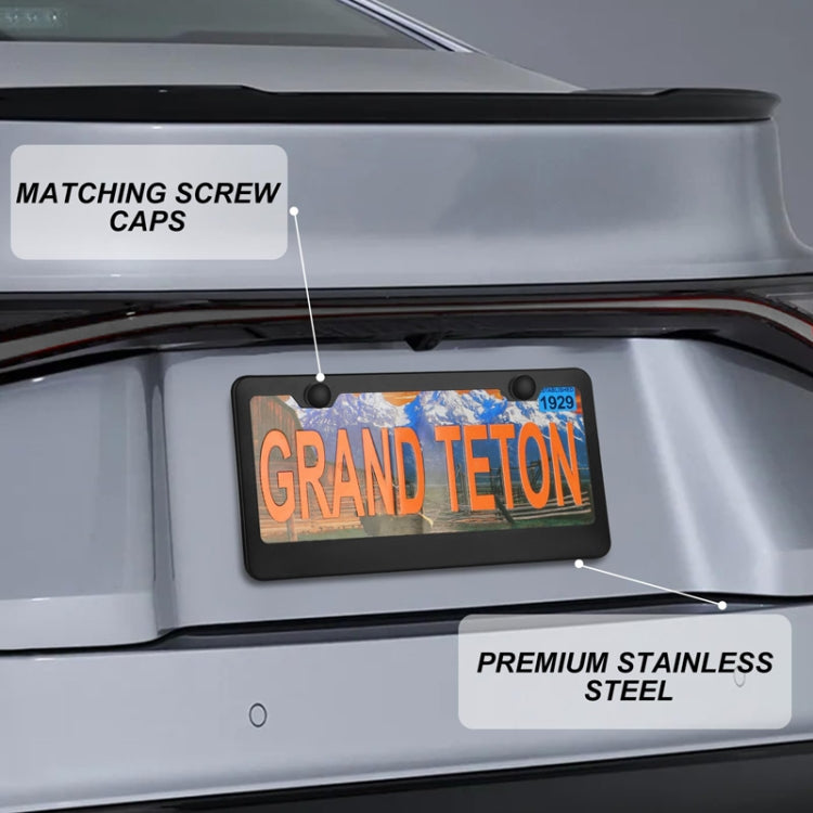 American Standard Aluminum Alloy License Plate Frame Including Accessories, Specification: Round Hole Aluminum Black by buy2fix