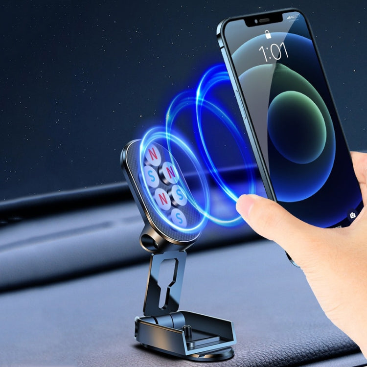 D11 Magnetic Folding Car Phone Holder Rotatable Dashboard Stick-On Navigation Stand(Silver Frosted) by buy2fix