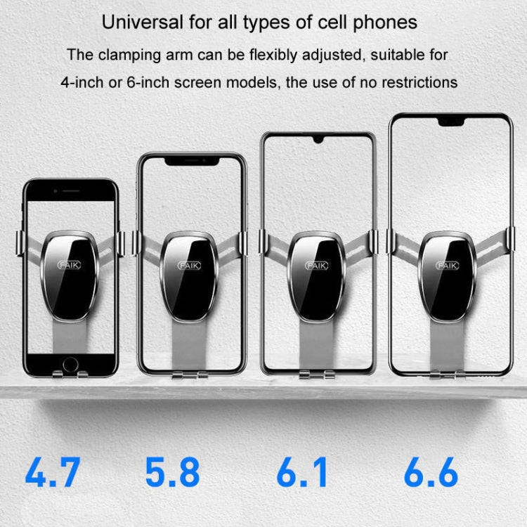 FAIK Car Cell Phone Holder Air Vent Triangle Gravity Sensor Car Phone Bracket, Color: Silver Frosted Model by FAIK