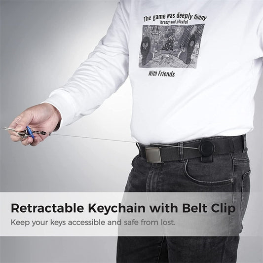 Metal Material 360 Degree Rotatable Heavy Duty Retractable Keychain with Belt Clip by buy2fix